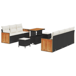 Casa si Gradina - Gradina si terasa - Mobilier exterior - Canapele si fotolii gradina - Set de canapea pentru gradina  cu 10 piese cu perne Ratan negru Acacia - Infinity.ro