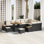 Casa si Gradina - Gradina si terasa - Mobilier exterior - Canapele si fotolii gradina - Set de canapea pentru gradina  cu 12 piese cu perne, negru, ratan, acacia - Infinity.ro
