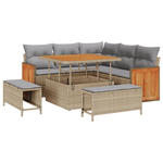 Casa si Gradina - Gradina si terasa - Mobilier exterior - Canapele si fotolii gradina - Set canapea pentru gradina  8 Piese cu perne Bej Poliratan Acacia - Infinity.ro