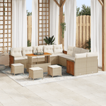 Casa si Gradina - Gradina si terasa - Mobilier exterior - Canapele si fotolii gradina - Set de canapele de gradina  de 14 piese cu perne Bej si Poliratan Acacia - Infinity.ro