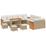 Casa si Gradina - Gradina si terasa - Mobilier exterior - Canapele si fotolii gradina - Set de canapele de gradina  de 14 piese cu perne Bej si Poliratan Acacia - Infinity.ro