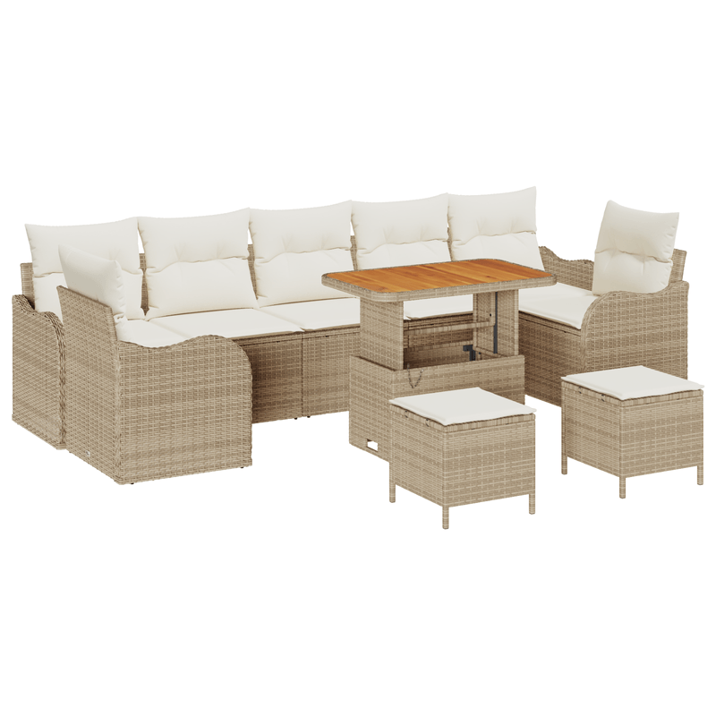 Casa si Gradina - Gradina si terasa - Mobilier exterior - Canapele si fotolii gradina - Set de sofa de gradina cu 10 piese cu pernute Bej Ratan Polimeric Acacia - Infinity.ro