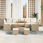 Casa si Gradina - Gradina si terasa - Mobilier exterior - Canapele si fotolii gradina - Set de sofa de gradina cu 10 piese cu pernute Bej Ratan Polimeric Acacia - Infinity.ro