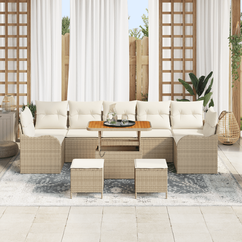 Casa si Gradina - Gradina si terasa - Mobilier exterior - Canapele si fotolii gradina - Set de sofa de gradina cu 10 piese cu pernute Bej Ratan Polimeric Acacia - Infinity.ro