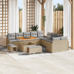 Casa si Gradina - Gradina si terasa - Mobilier exterior - Canapele si fotolii gradina - Set canapea gradina  13 piese cu perne bej din ratan poli acacia - Infinity.ro