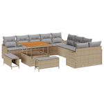 Casa si Gradina - Gradina si terasa - Mobilier exterior - Canapele si fotolii gradina - Set canapea gradina  13 piese cu perne bej din ratan poli acacia - Infinity.ro