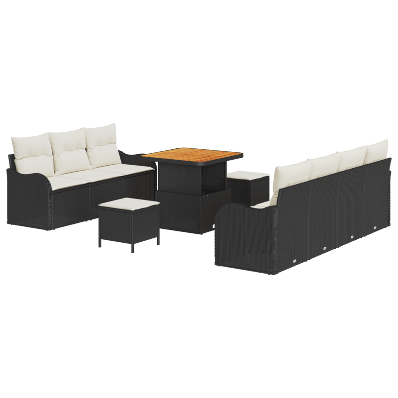 Casa si Gradina - Gradina si terasa - Mobilier exterior - Canapele si fotolii gradina - Set Canapea Gradina de 10 Piese cu Perne Ratan Polimer Negru Acacia - Infinity.ro