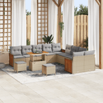 Casa si Gradina - Gradina si terasa - Mobilier exterior - Canapele si fotolii gradina - Set canapea gradina  cu perne, Bej, Rattan poli, Acacia - Infinity.ro