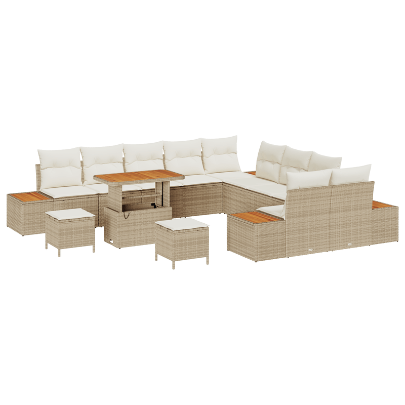 Casa si Gradina - Gradina si terasa - Mobilier exterior - Canapele si fotolii gradina - Set Sofa Gradina  13 Piese cu Pernute Bej Poliratan Acacia - Infinity.ro