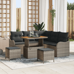 Casa si Gradina - Gradina si terasa - Mobilier exterior - Canapele si fotolii gradina - Set canapea de gradina  cu 8 piese si perne gri din poliratan si lemn de acacia - Infinity.ro