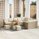 Casa si Gradina - Gradina si terasa - Mobilier exterior - Canapele si fotolii gradina - Set de canapea pentru gradina  12 piese cu perne bej poliratan acacia - Infinity.ro