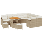Casa si Gradina - Gradina si terasa - Mobilier exterior - Canapele si fotolii gradina - Set de canapea pentru gradina  12 piese cu perne bej poliratan acacia - Infinity.ro