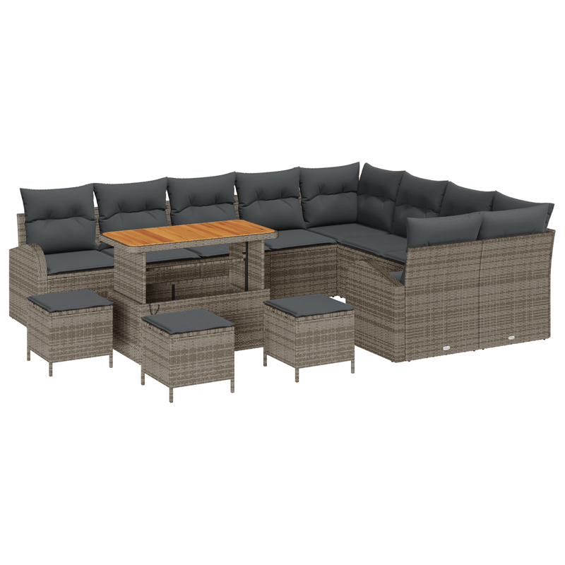 Casa si Gradina - Gradina si terasa - Mobilier exterior - Canapele si fotolii gradina - Set canapea gradina  perne Gri Ratan Acacia - Infinity.ro