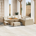 Casa si Gradina - Gradina si terasa - Mobilier exterior - Canapele si fotolii gradina - Set de canapea pentru gradina cu 13 piese si perne Bej Ratan Polimeric Acacia - Infinity.ro