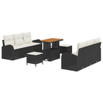 Casa si Gradina - Gradina si terasa - Mobilier exterior - Canapele si fotolii gradina - Set Canapele Gradina  9 Piese cu Perne Negre Poliratan Acacia - Infinity.ro