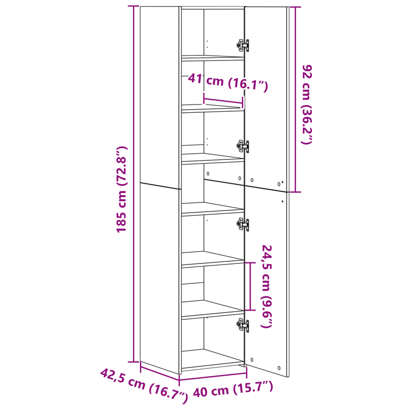 Casa si Gradina - Mobilier - Comode si corpuri - Corpuri bucatarie - Highboard Stejar Negru 40x42.5x185 cm Lemn prelucrat - Infinity.ro