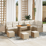 Casa si Gradina - Gradina si terasa - Mobilier exterior - Canapele si fotolii gradina - Set de canapea pentru gradina  10 piese cu perne Bej Ratan poliester - Infinity.ro