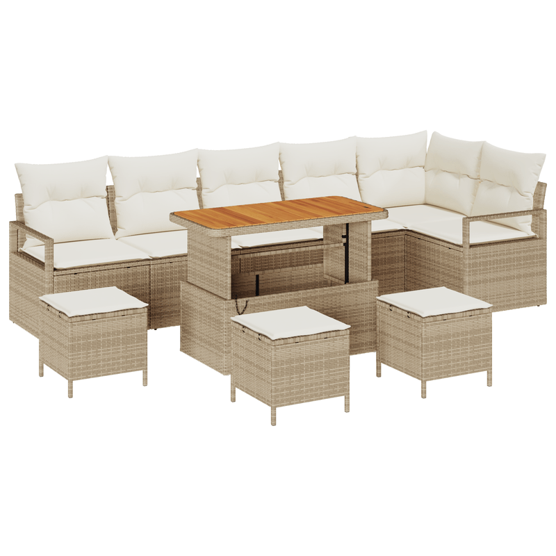 Casa si Gradina - Gradina si terasa - Mobilier exterior - Canapele si fotolii gradina - Set de canapea pentru gradina  10 piese cu perne Bej Ratan poliester - Infinity.ro