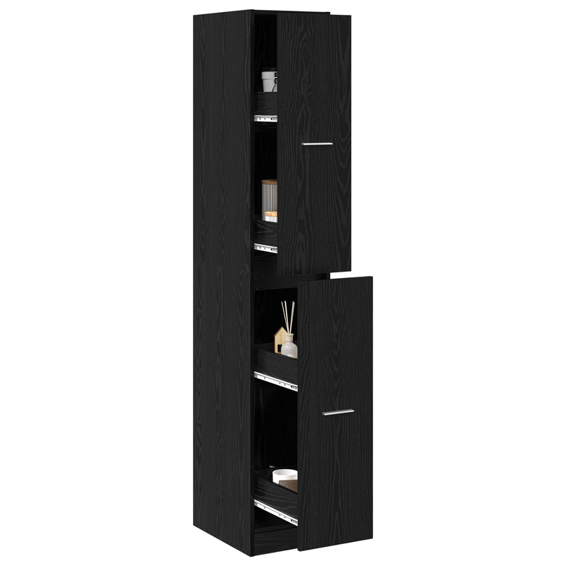 Casa si Gradina - Mobilier - Dulapuri si sifoniere - Dulapuri - Dulap de Apothecary Negru de Stejar 30x41x174.5 cm din Lemn Stratificat - Infinity.ro