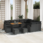 Casa si Gradina - Gradina si terasa - Mobilier exterior - Canapele si fotolii gradina - Set de Canapele pentru Gradina cu 13 Piese si Perne Negru Poli Ratan Acacia - Infinity.ro