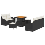 Casa si Gradina - Gradina si terasa - Mobilier exterior - Canapele si fotolii gradina - Set Canapea de Gradina cu 8 Piese si Perne Poliratan Negru Acacia - Infinity.ro