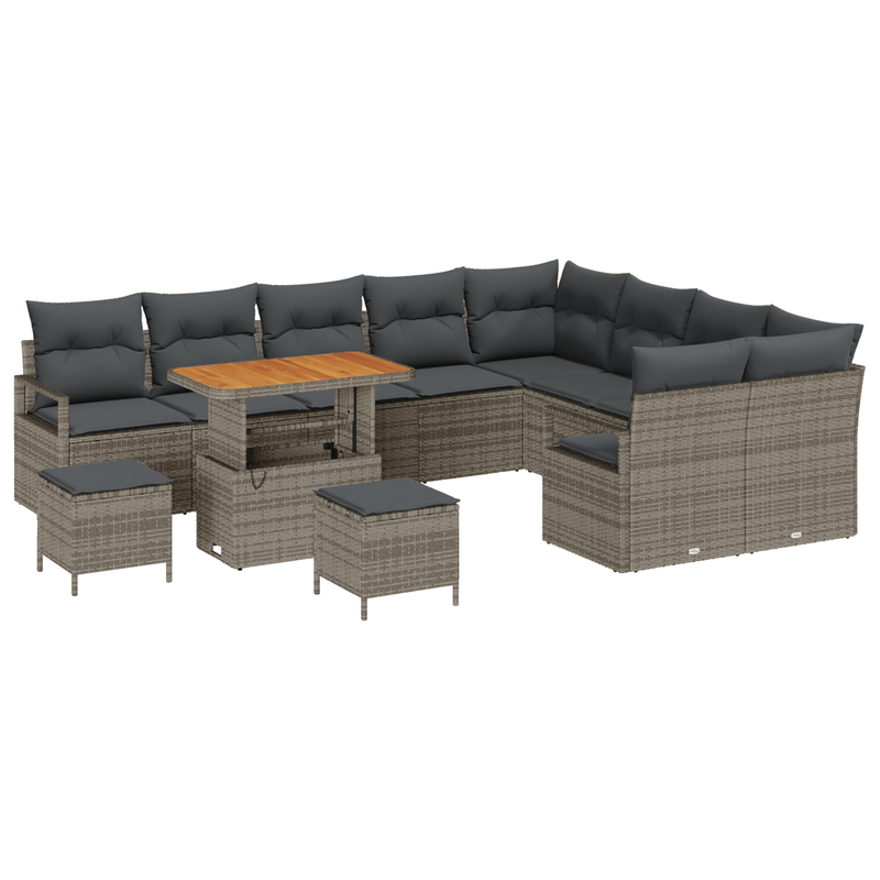 Casa si Gradina - Gradina si terasa - Mobilier exterior - Canapele si fotolii gradina - Set de Canapea pentru Gradina  12 Piese cu Perne Gri Rattan Poli Acacia - Infinity.ro