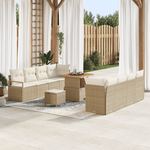 Casa si Gradina - Gradina si terasa - Mobilier exterior - Canapele si fotolii gradina - Set de 11 Piese Sofa de Gradina cu Perne Bej din Poliratan si Acacia - Infinity.ro