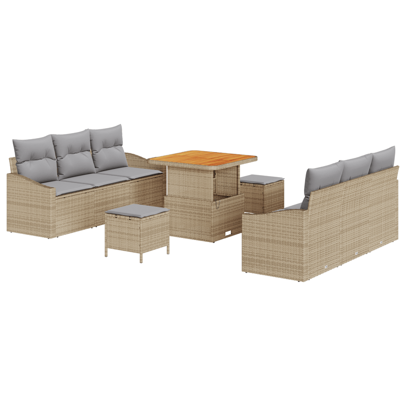 Casa si Gradina - Gradina si terasa - Mobilier exterior - Canapele si fotolii gradina - Set canapea pentru gradina  cu perne Bej Poliratan Acacia - Infinity.ro