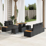 Casa si Gradina - Gradina si terasa - Mobilier exterior - Canapele si fotolii gradina - Set de Sofa pentru Gradina  cu Perne Negru Poliratan Acacia - Infinity.ro
