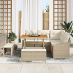 Casa si Gradina - Gradina si terasa - Mobilier exterior - Canapele si fotolii gradina - Set canapea de gradina  cu 8 piese cu perne Bej Ratan Poliester Acacia - Infinity.ro