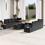 Casa si Gradina - Gradina si terasa - Mobilier exterior - Canapele si fotolii gradina - Set de canapea de gradina  cu 11 piese si perne Negru Rattan sintetic Acacia - Infinity.ro