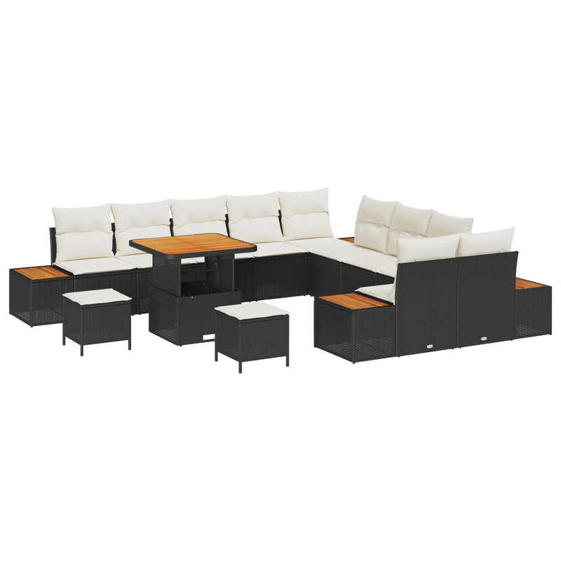 Casa si Gradina - Gradina si terasa - Mobilier exterior - Seturi mobila gradina - Set de canapea  din 13 piese cu perne Ratan negru - Infinity.ro