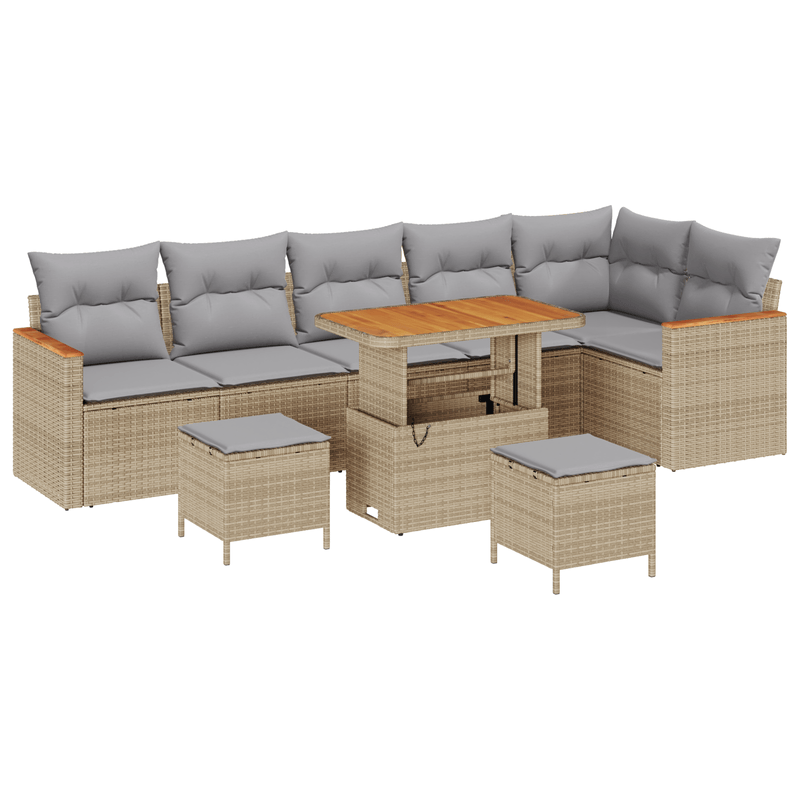 Casa si Gradina - Gradina si terasa - Mobilier exterior - Canapele si fotolii gradina - Set canapele de gradina  cu 9 piese si perne bej din ratan polietilenic acacia - Infinity.ro