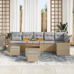 Casa si Gradina - Gradina si terasa - Mobilier exterior - Canapele si fotolii gradina - Set canapele de gradina  cu 9 piese si perne bej din ratan polietilenic acacia - Infinity.ro