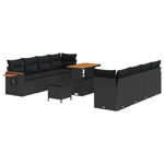 Casa si Gradina - Gradina si terasa - Mobilier exterior - Canapele si fotolii gradina - Set canapea gradina  11 piese cu perne, Rattan Policarbonat negru - Infinity.ro