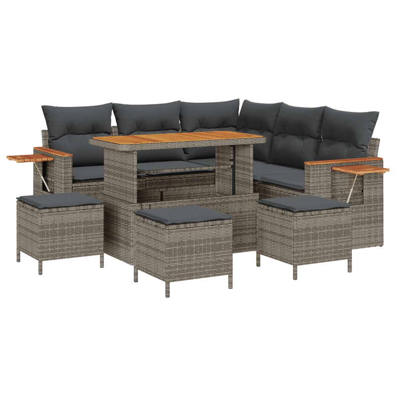 Casa si Gradina - Gradina si terasa - Mobilier exterior - Canapele si fotolii gradina - Set de canapele de gradina  cu perne gri din poliratan Acacia - Infinity.ro