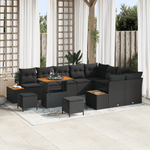 Casa si Gradina - Gradina si terasa - Mobilier exterior - Canapele si fotolii gradina - Set de canapea pentru gradina  12 piese cu perne Negru Poliratan Acacia - Infinity.ro