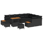 Casa si Gradina - Gradina si terasa - Mobilier exterior - Canapele si fotolii gradina - Set de canapea pentru gradina  12 piese cu perne Negru Poliratan Acacia - Infinity.ro