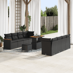 Casa si Gradina - Gradina si terasa - Mobilier exterior - Canapele si fotolii gradina - Set canapea gradina  cu 11 piese si perne Negru Poli Ratan Acacia - Infinity.ro