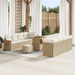 Casa si Gradina - Gradina si terasa - Mobilier exterior - Canapele si fotolii gradina - Set de canapea de gradina  cu 11 piese cu perne Bej Poliratan Acacia - Infinity.ro