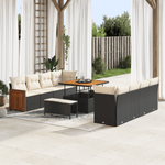 Casa si Gradina - Gradina si terasa - Mobilier exterior - Canapele si fotolii gradina - Set de Sofa pentru Gradina cu 11 Piese cu Pernite din Rattan Poli Negru - Infinity.ro