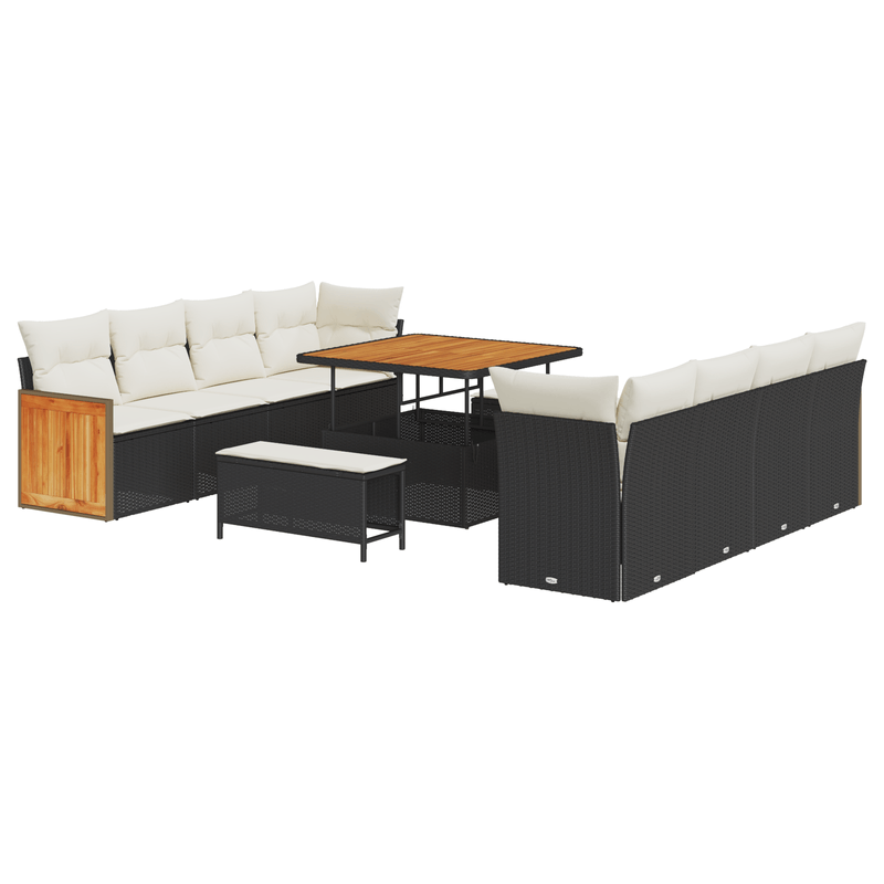 Casa si Gradina - Gradina si terasa - Mobilier exterior - Canapele si fotolii gradina - Set de Sofa pentru Gradina cu 11 Piese cu Pernite din Rattan Poli Negru - Infinity.ro