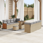 Casa si Gradina - Gradina si terasa - Mobilier exterior - Canapele si fotolii gradina - Set de canapea de gradina  11 piese cu perne bej ratan poli acacia - Infinity.ro