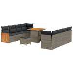 Casa si Gradina - Gradina si terasa - Mobilier exterior - Canapele si fotolii gradina - Set Canapele Gradina  cu Perne Gri Ratan Poliat Acacia - Infinity.ro
