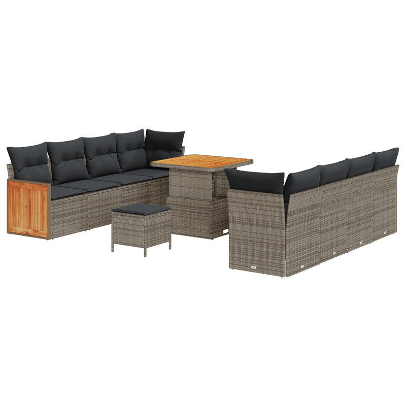 Casa si Gradina - Gradina si terasa - Mobilier exterior - Canapele si fotolii gradina - Set Canapele Gradina  cu Perne Gri Ratan Poliat Acacia - Infinity.ro