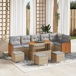 Casa si Gradina - Gradina si terasa - Mobilier exterior - Canapele si fotolii gradina - Set de 10 piese canapea pentru gradina cu perne Bej Poliratan Acacia - Infinity.ro