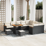 Casa si Gradina - Gradina si terasa - Mobilier exterior - Canapele si fotolii gradina - Set canapea de gradina  12 piese cu perne Negru Poliratan Acacia - Infinity.ro