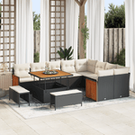 Casa si Gradina - Gradina si terasa - Mobilier exterior - Canapele si fotolii gradina - Set de canapele pentru gradina  12 piese cu perne Negru Rattan polimer Acacia - Infinity.ro