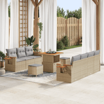 Casa si Gradina - Gradina si terasa - Mobilier exterior - Canapele si fotolii gradina - Set de Sofa de Gradina cu 10 Piese cu Pernite Bej Ratan Poli Acacia - Infinity.ro