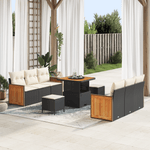 Casa si Gradina - Gradina si terasa - Mobilier exterior - Canapele si fotolii gradina - Set Canapea Gradina  cu 9 Piese si Perne Ratan Negru Acacia - Infinity.ro